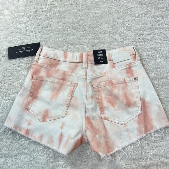Mavi Rosie High Rise 90s shorts tie dye pale blush batik pink, size 24 NWT - Picture 7 of 10